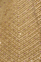 Embellished Halterneck Mini Dress in Gold