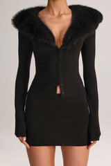 Knit Mid-Rise Mini Skirt in Black