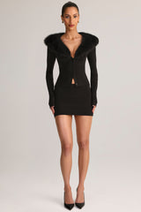 Knit Mid-Rise Mini Skirt in Black