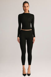 Modal Mid-Rise Cropped Leggings in Black