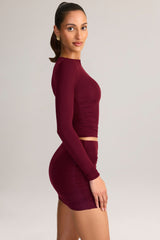 Modal Ruched Long-Sleeve Top in Wine