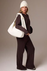 Corduroy Bow Tote Bag in Ivory