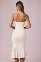 V-Neck Godet Midaxi Dress in Ivory