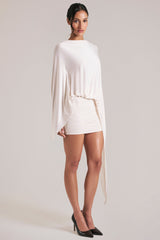 Draped Cape Mini Dress  in Ivory