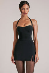 Longline Halterneck Top  in Black