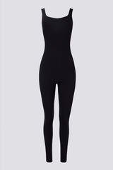 Soft Active Backless Jumpsuit in Black