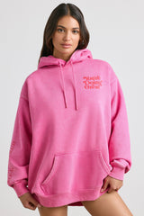 Soft Cotton Jersey Oversized Hoodie in Hot Pink