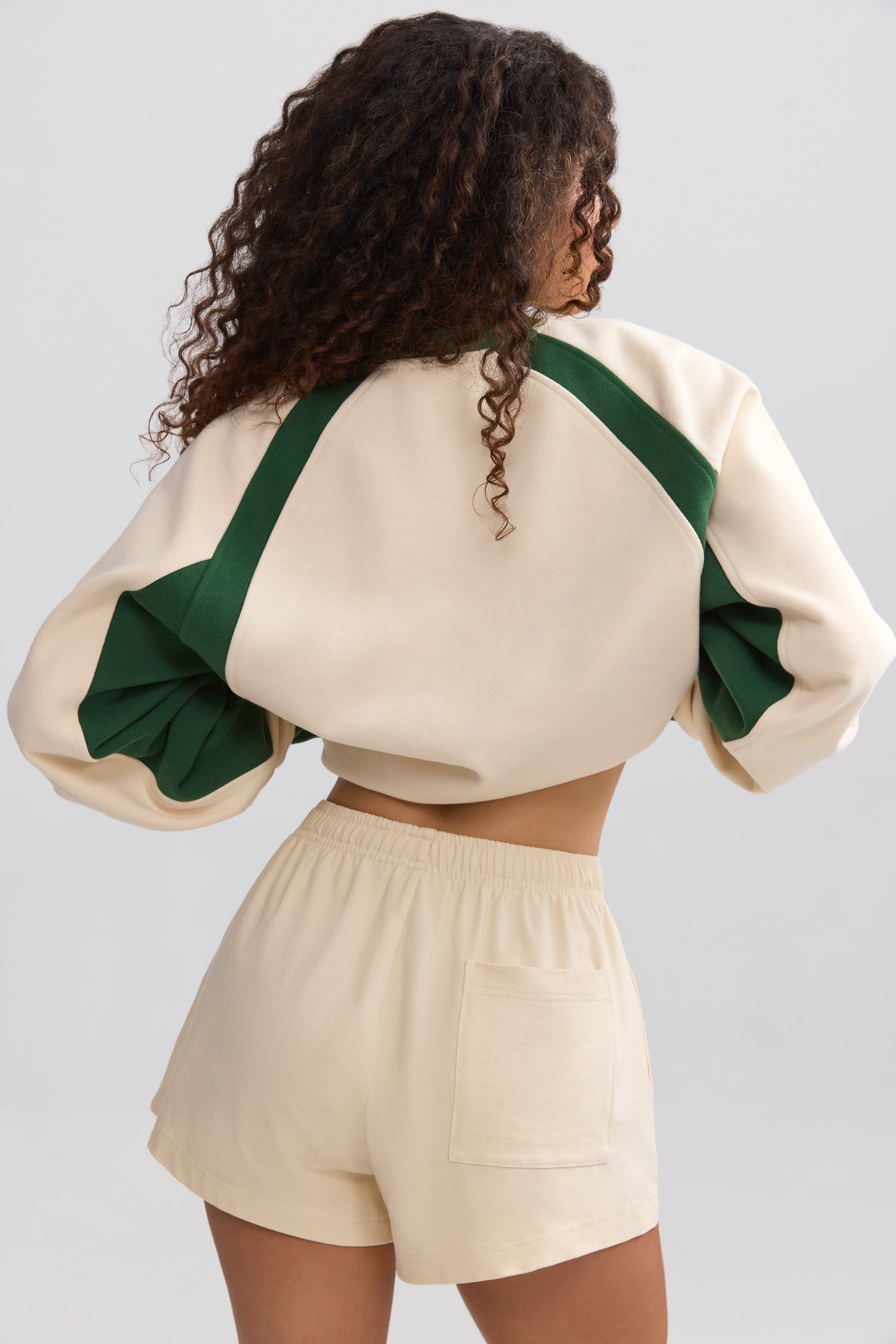 Soft Cotton Jersey Elasticated Mini Shorts in Marble