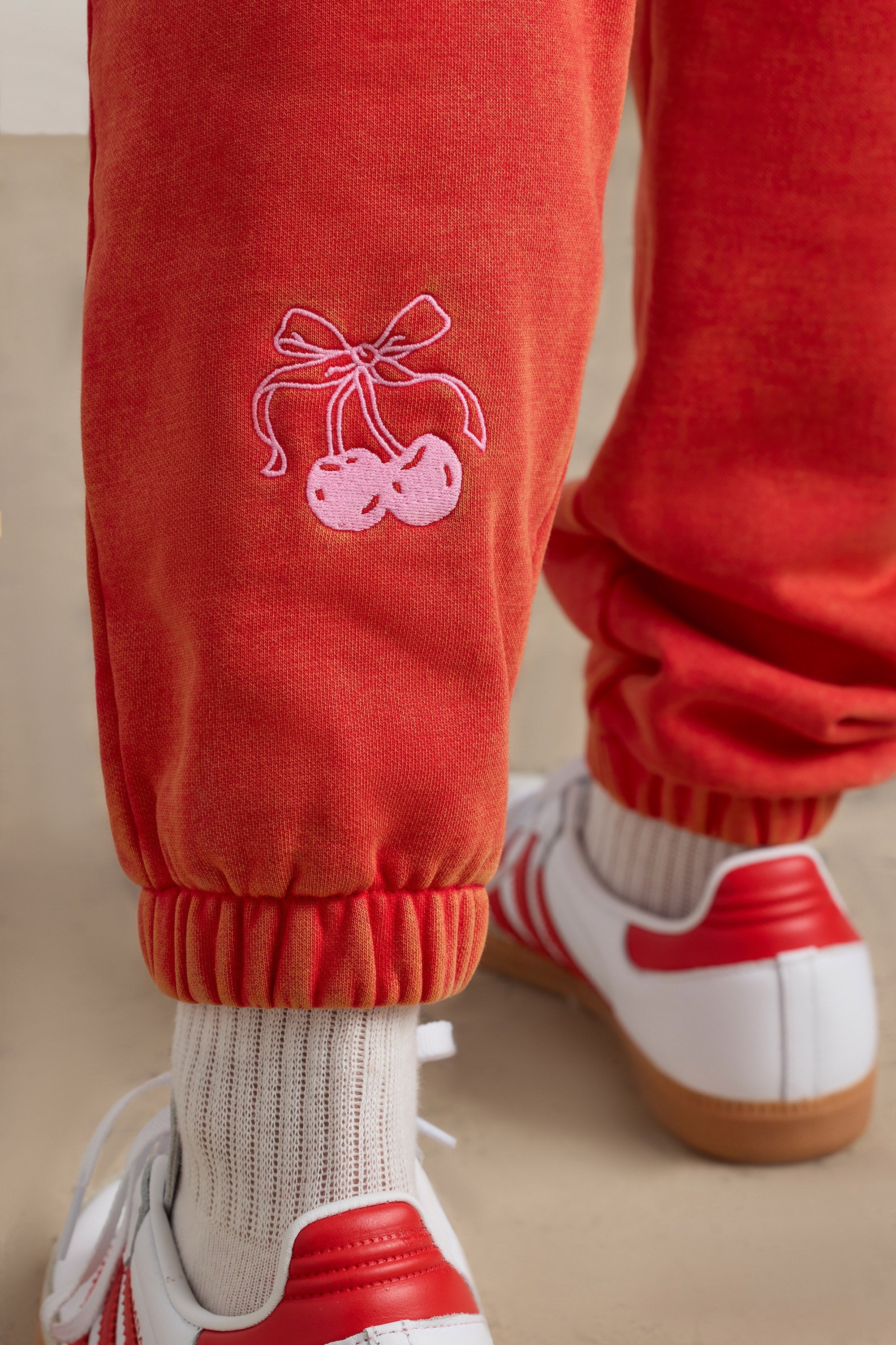 Brushed Jersey Oversized Joggers in Red