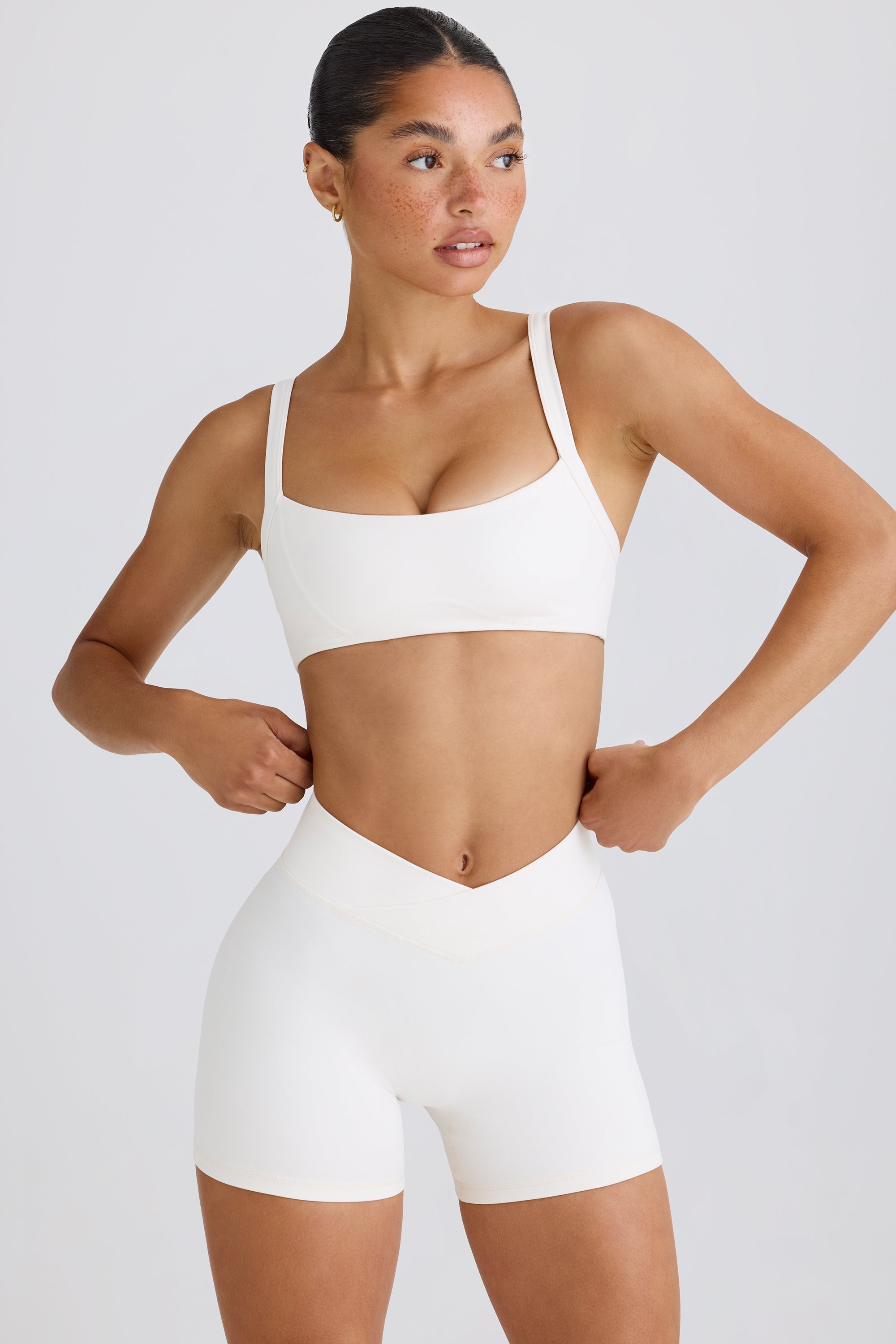 Soft Active Crossover Mini Shorts in White