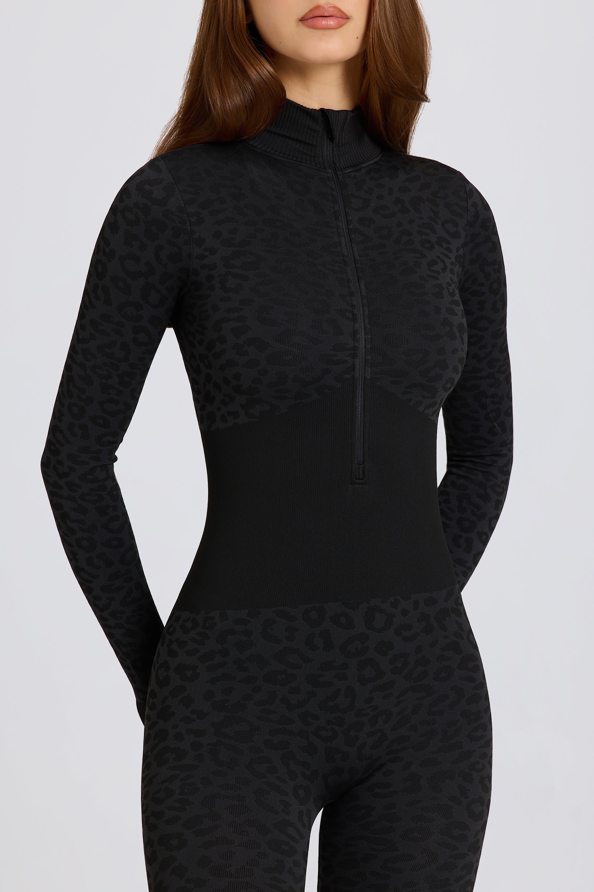 Thermal Base-Layer Jumpsuit in Black Leopard