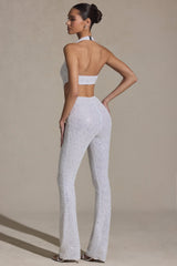 Embellished Cut-Out Jumpsuit in White