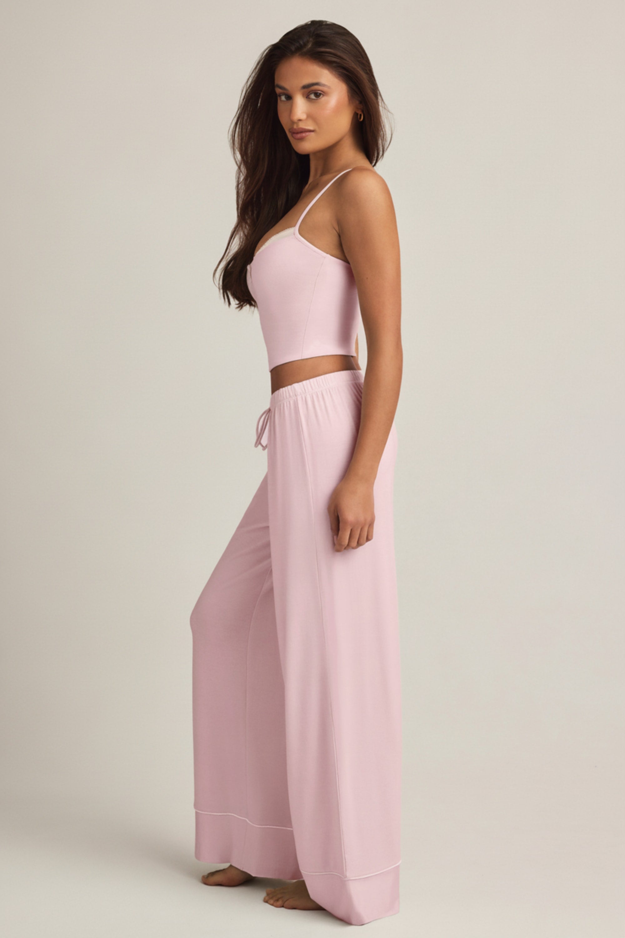 Modal Mid-Rise Pyjama Trousers in Baby Pink