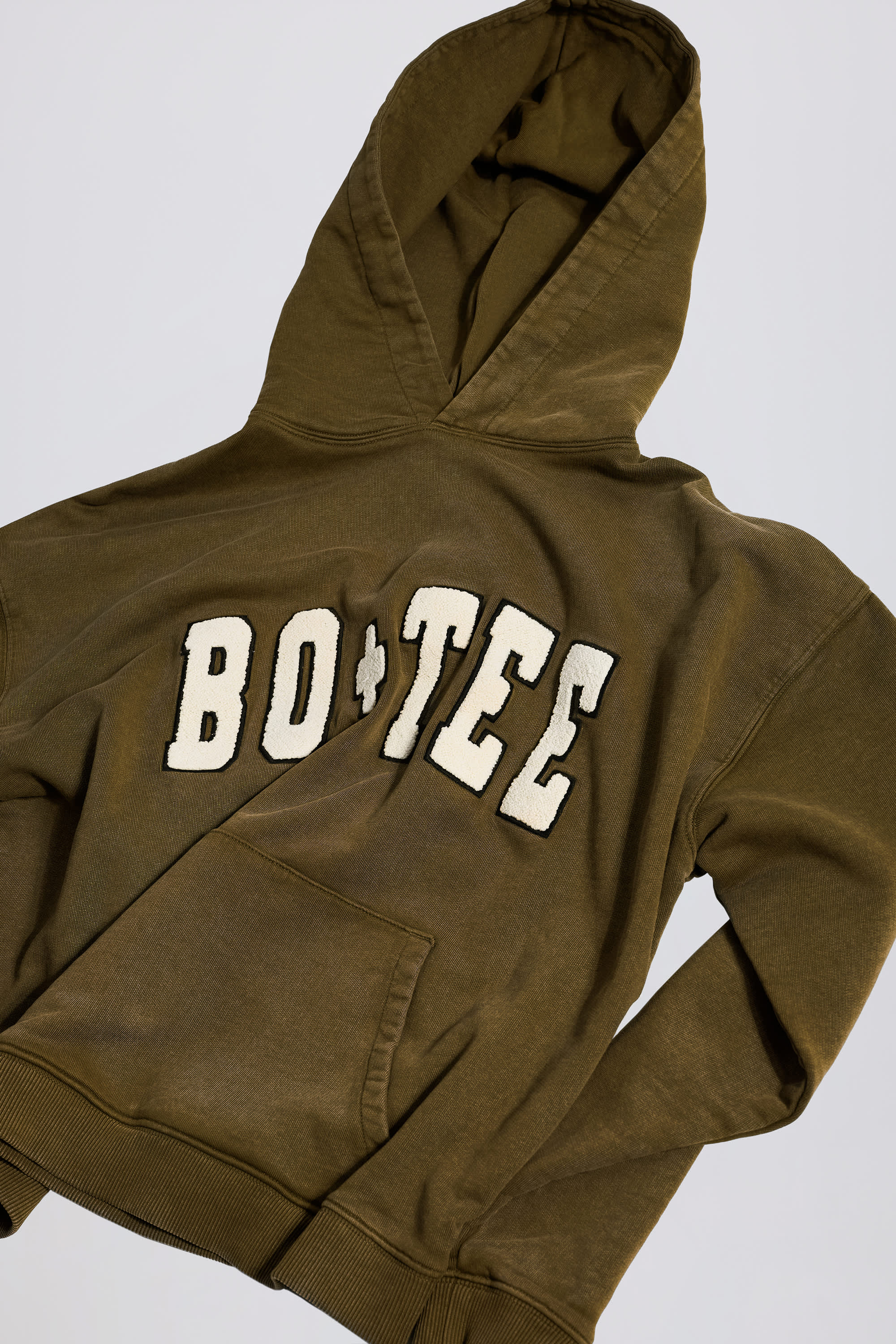 Soft Cotton Jersey Acid Wash Oversized Hoodie in Dark Green